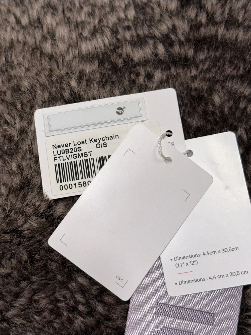 NWT Lululemon Icy Taupe Diamond Silver Never Lost Keychain Reflective Effect